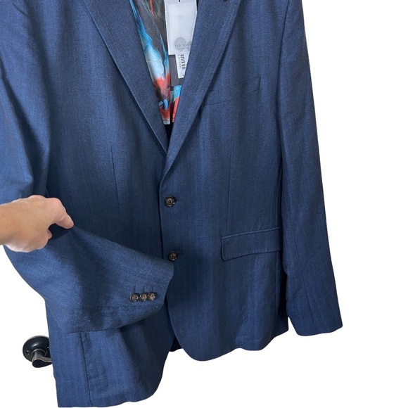 Ted Baker London Balrhot Linen Herringbone Big&Tall Mens Jacket Navy Size: 2XL - Picture 4 of 15